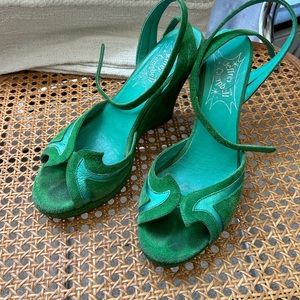Jeffery Campbell Green Suede Platforms